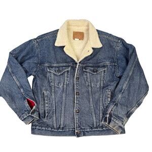 Vintage Denim Jean Jacket Weekends Sherpa Lined Made in USA M/L 80's Coat Retro